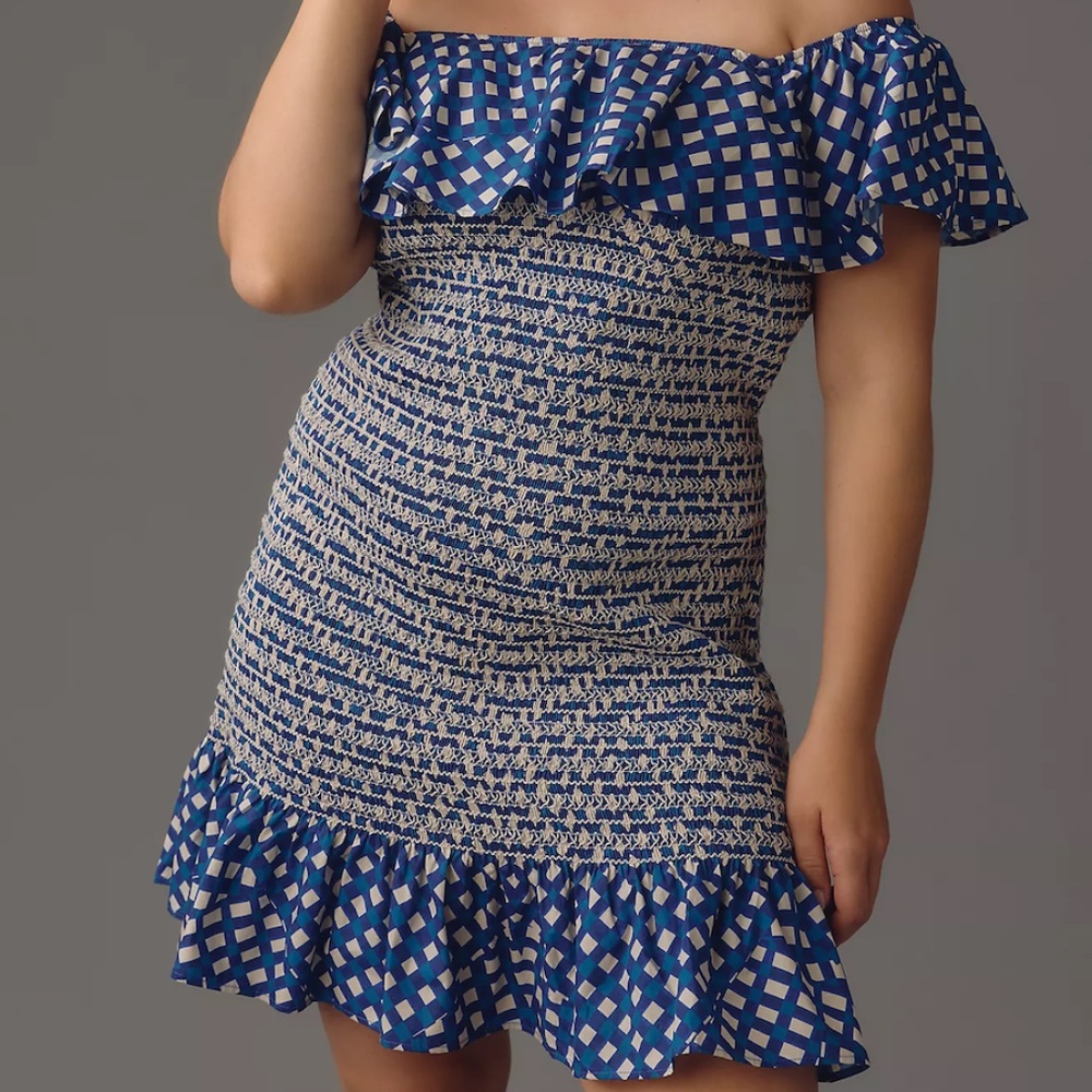 NWT Anthropologie Corey Lynn Calter Off-The-Shoulder Smocked Mini Dress 3X
